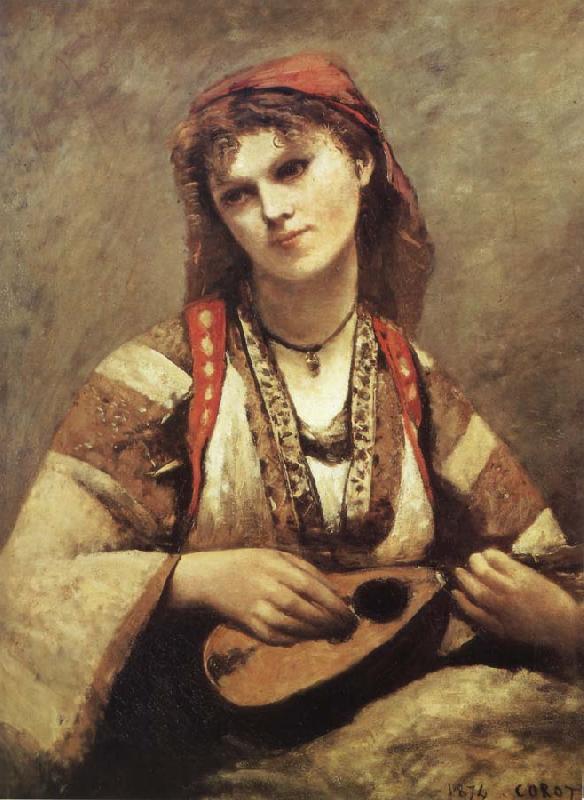 Corot Camille Christine Nilson or Bohemia with Mandolin Sweden oil painting art